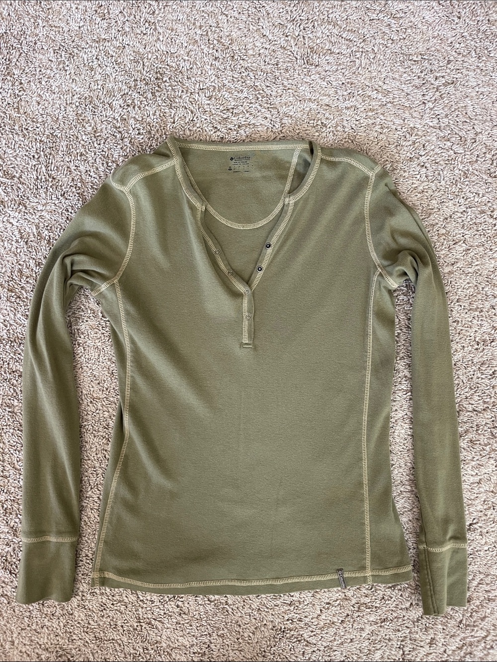 Columbia Olive Green Long-Sleeve Henley Top